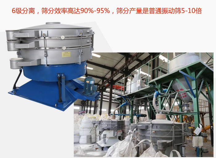搖擺篩采用6級分離，篩分效率高達(dá)90%-95%，篩分產(chǎn)量是普通振動(dòng)篩5-10倍